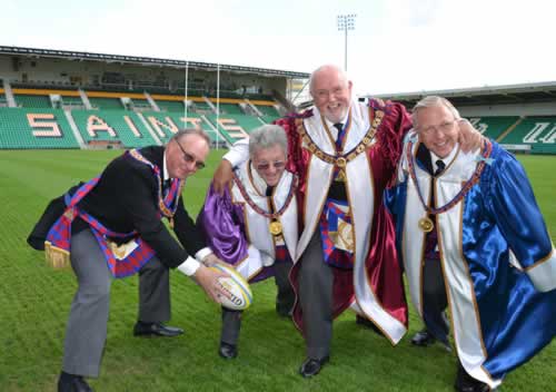 Entering into the spirit of the occasion (l to r) E Comps David Jackson, Mike Coleman, Wayne Williams & John Phillips