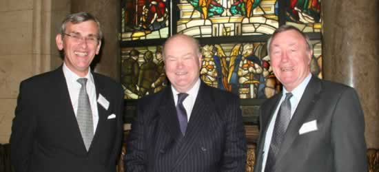 (l to r) WBro Gerry Crawford, MW The Pro Grand Master Peter Lowndes, PGM, RW Bro Barrie Hall - during a break at a meeting at the UGLE held on 18 May 2010 to discuss the findings of the Historical Research Survey