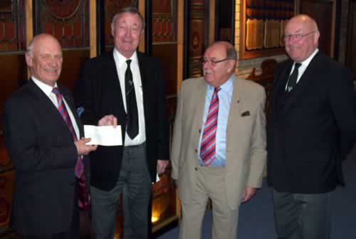(l to r) Colonel John Royle, RW Bro Barrie Hall, PGM, Frank Munns, County Secretary SSAFA Forces Help Northamptonshire and VWBro Max Bayes, DPGM (l to r) Colonel John Royle, RW Bro Barrie Hall, PGM, Frank Munns, County Secretary SSAFA Forces Help Northamptonshire and VWBro Max Bayes, DPGM