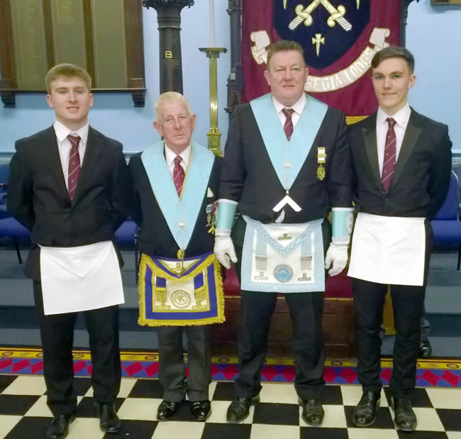 (l to r) Bro Alexander Langford-Pollard, WBro Langford Smith, WBro Andy Moore & Bro William Moore