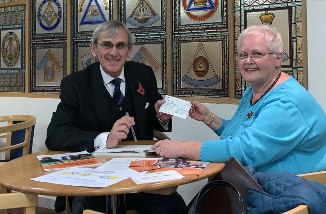 WBro Gerry Crawford making the presentation to Rosemary Taylor